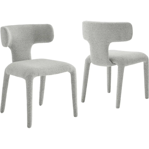 Stellan Curved Back Dining Chair in Dove Gray Boucle (Set of 2)