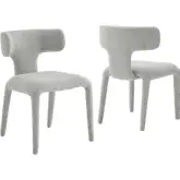 Stellan Curved Back Dining Chair in Dove Gray Boucle (Set of 2)