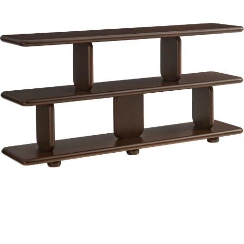 Lyle Sculptural 2 Tier Bookcase in Walnut Wood Finish