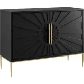 Awaken 47" Accent Cabinet in Black Finish Wood Veneer & Gold Metal