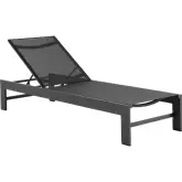 Tahoe Outdoor Chaise Lounge in Gray Aluminum & Gray Mesh