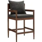 Remington Counter Stool in Wood & Charcoal Gray Fabric