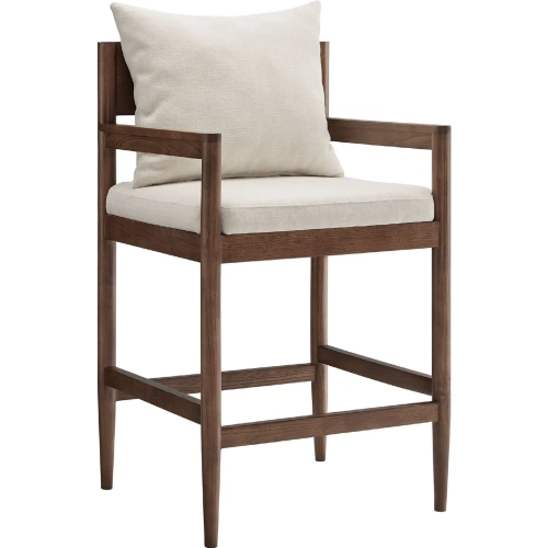 Remington Counter Stool in Wood & Salt White Fabric