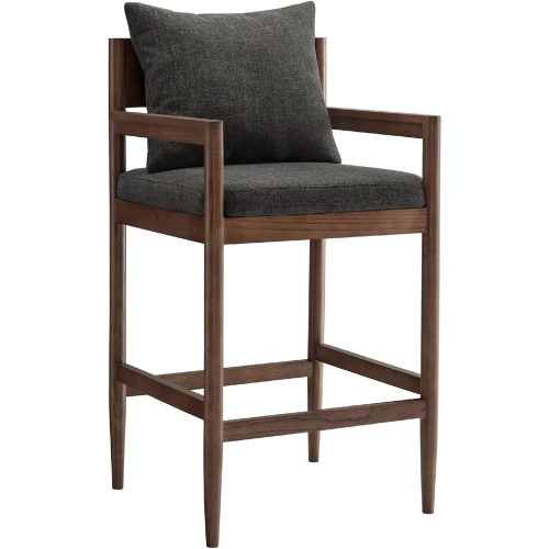 Remington Bar Stool in Wood & Charcoal Gray Fabric