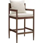 Remington Bar Stool in Wood & Salt White Fabric