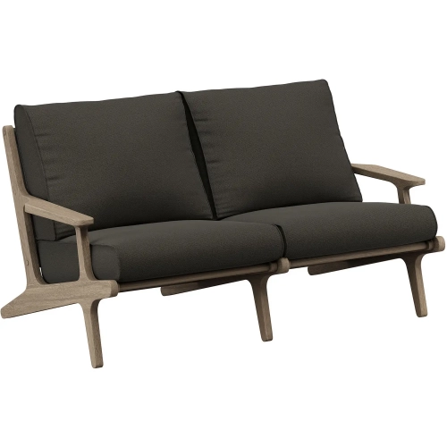 Saratoga Outdoor Loveseat in Teak & Gray Fabric