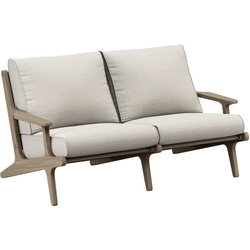 Saratoga Outdoor Loveseat in Teak & Brown Fabric