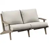 Saratoga Outdoor Loveseat in Teak & Brown Fabric