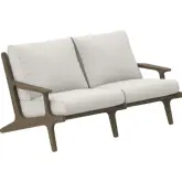 Saratoga Outdoor Loveseat in Weathered Gray Teak & Fabric