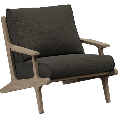 Saratoga Outdoor Arm Chair in Teak & Gray Fabric