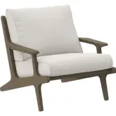 Saratoga Outdoor Accent Arm Chair in Weathered Gray Teak & White Fabric