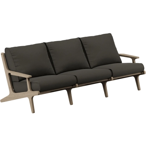 Saratoga Outdoor Sofa in Teak & Gray Fabric