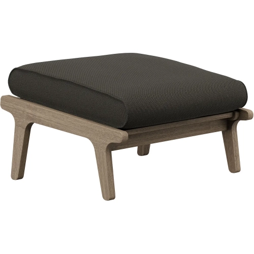 Saratoga Outdoor Ottoman in Teak & Gray Fabric