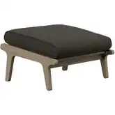 Saratoga Outdoor Ottoman in Teak & Gray Fabric
