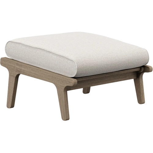 Saratoga Outdoor Ottoman in Teak & Brown Fabric