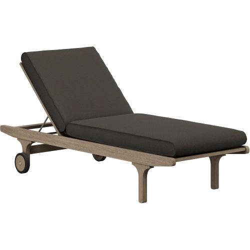 Saratoga Outdoor Chaise Lounge Chair in Teak & Gray Fabric