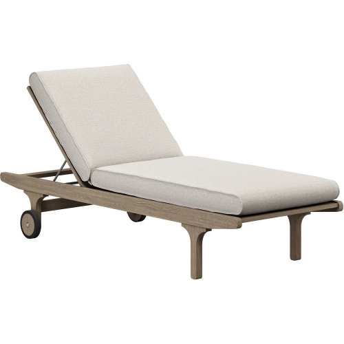 Saratoga Outdoor Chaise Lounge Chair in Teak & Brown Fabric