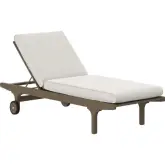 Saratoga Outdoor Chaise Lounge Chair in Weathered Gray Teak & White Fabric