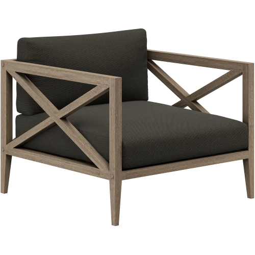 Northlake Outdoor Arm Chair in Teak & Gray Fabric