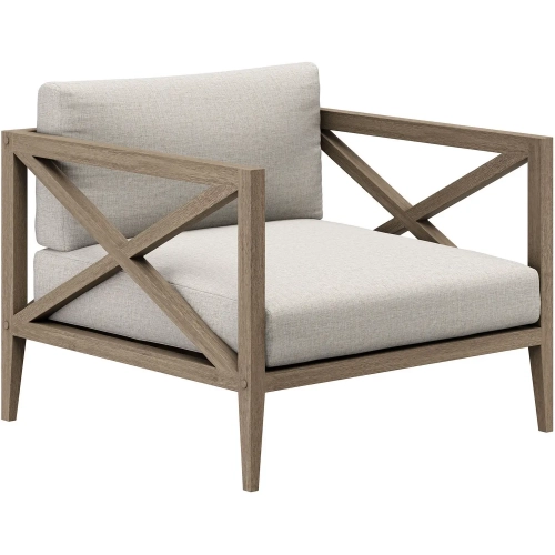 Northlake Outdoor Arm Chair in Teak & Brown Fabric