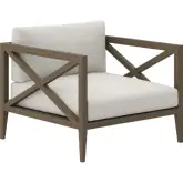 Northlake Outdoor Accent Arm Chair in Weathered Gray Teak & White Fabric
