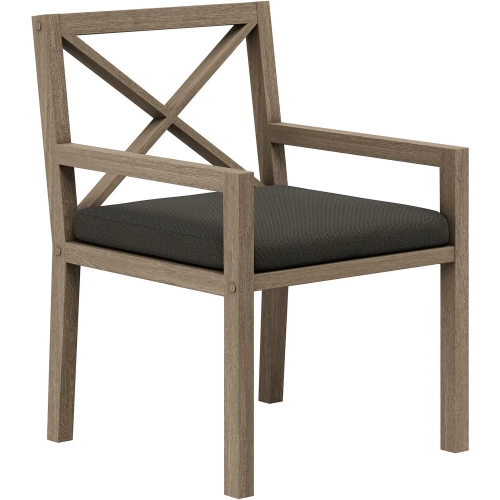 Northlake Outdoor Dining Arm Chair in Teak & Gray Fabric