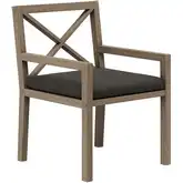 Northlake Outdoor Dining Arm Chair in Teak & Gray Fabric