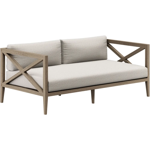 Northlake Outdoor Loveseat in Teak & Brown Fabric