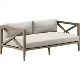 Northlake Outdoor Loveseat in Teak & Brown Fabric