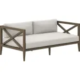 Northlake Outdoor Loveseat in Weathered Gray Teak & White Fabric