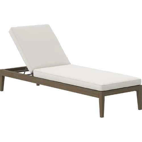 Northlake Outdoor Chaise Lounge in Weathered Gray Teak & White Fabric