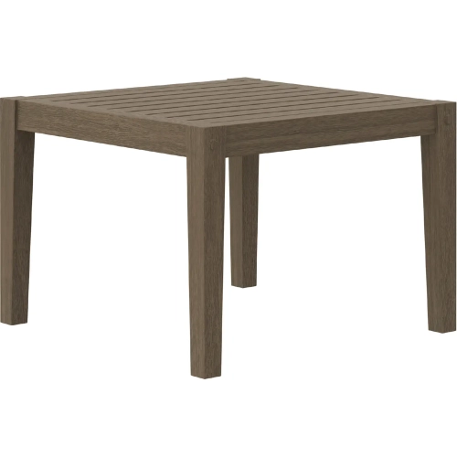 Northlake Square Outdoor Side Table in Weathered Gray Teak