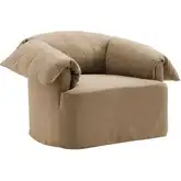 Lark Slipcovered Oversized Arm Chair in Almond Brown Fabric