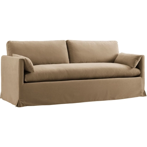 Wellfleet 85" Slipcovered Sofa in Almond Brown Fabric