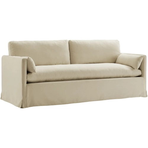 Wellfleet 85" Slipcovered Sofa in Linen Brown Fabric