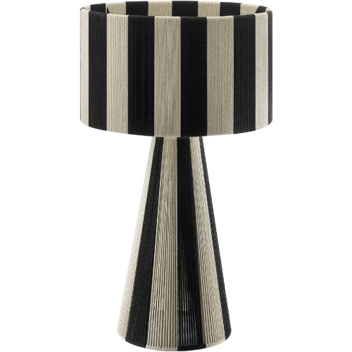 Renae Table Lamp in Black & Natural Striped Handwoven Cotton Thread