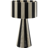 Renae Table Lamp in Black & Natural Striped Handwoven Cotton Thread