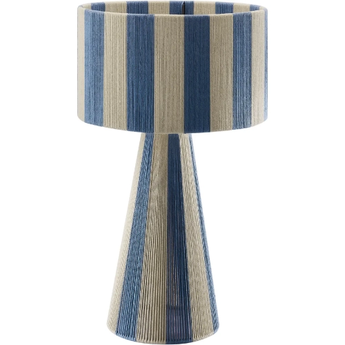 Renae Table Lamp in Capri Blue & Natural Striped Handwoven Cotton Thread