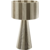 Renae Table Lamp in Cobblestone Gray & Natural Striped Handwoven Cotton Thread