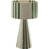 Gia Table Lamp in Striped Basil Green & Natural Handwoven Cotton Thread