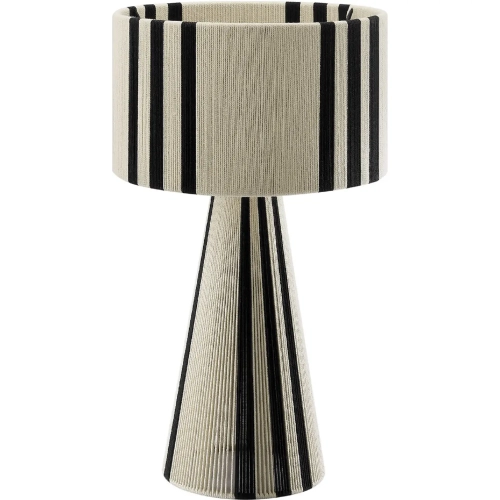 Gia Table Lamp in Striped Black & Natural Handwoven Cotton Thread