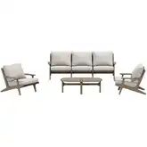 Saratoga 4 Piece Outdoor Sofa Set in Teak & Brown Fabric