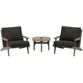 Saratoga 3 Piece Outdoor Arm Chair Set in Teak & Gray Fabric