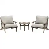 Saratoga 3 Piece Outdoor Arm Chair Set in Teak & Brown Fabric
