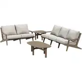 Saratoga 4 Piece Outdoor Sofa Set in Teak & Brown Fabric