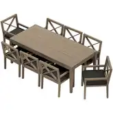 Northlake 9 Piece Outdoor Dining Set in Teak & Gray Fabric