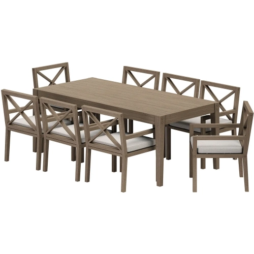 Northlake 9 Piece Outdoor Dining Set in Teak & Brown Fabric