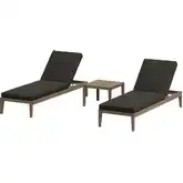 Northlake 3 Piece Outdoor Chaise & Side Table in Teak & Gray Fabric