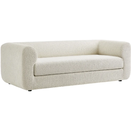 Leif 89" Sofa in Pearl White Fabric Boucle