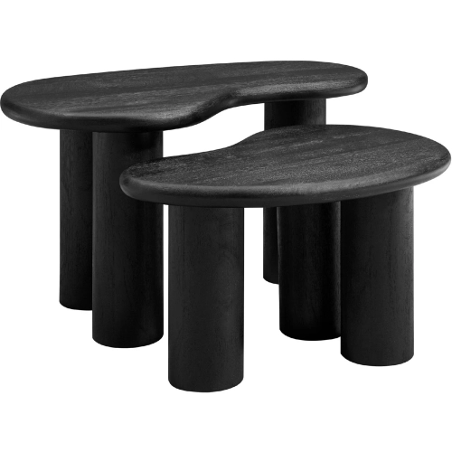 Hackney Nesting Coffee Table Set in Black Finish Mango Wood
